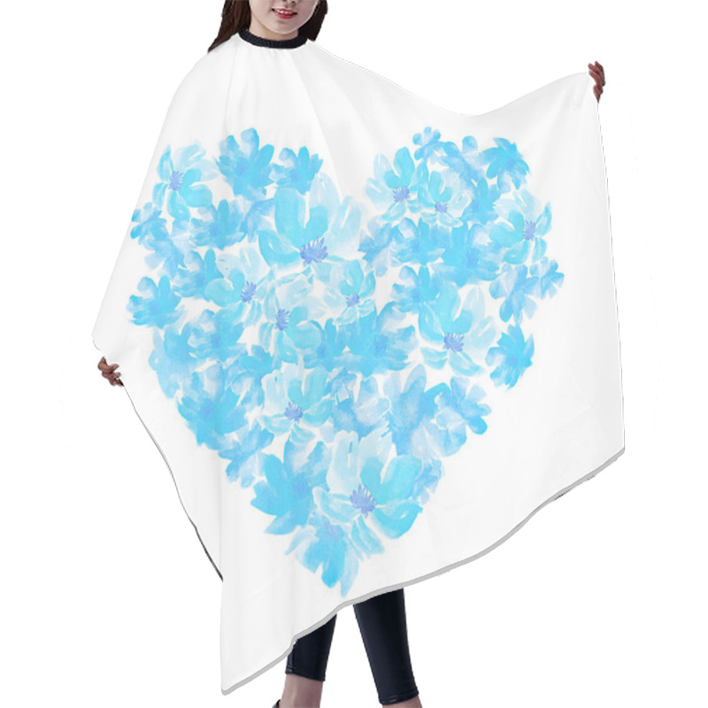 Personality  Heart Made Of Blue Flowers Showcases Delicate Beauty And Artistic Expression In Floral Design Hair Cutting Cape