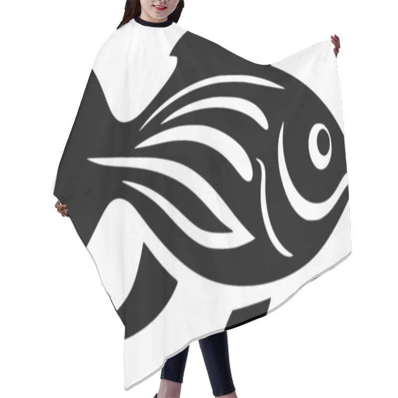 Personality  Fish - Black And White Vector Illustration Hair Cutting Cape