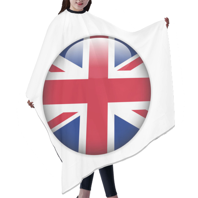 Personality  Flag Of Great Britain On A Button. Vector Hair Cutting Cape