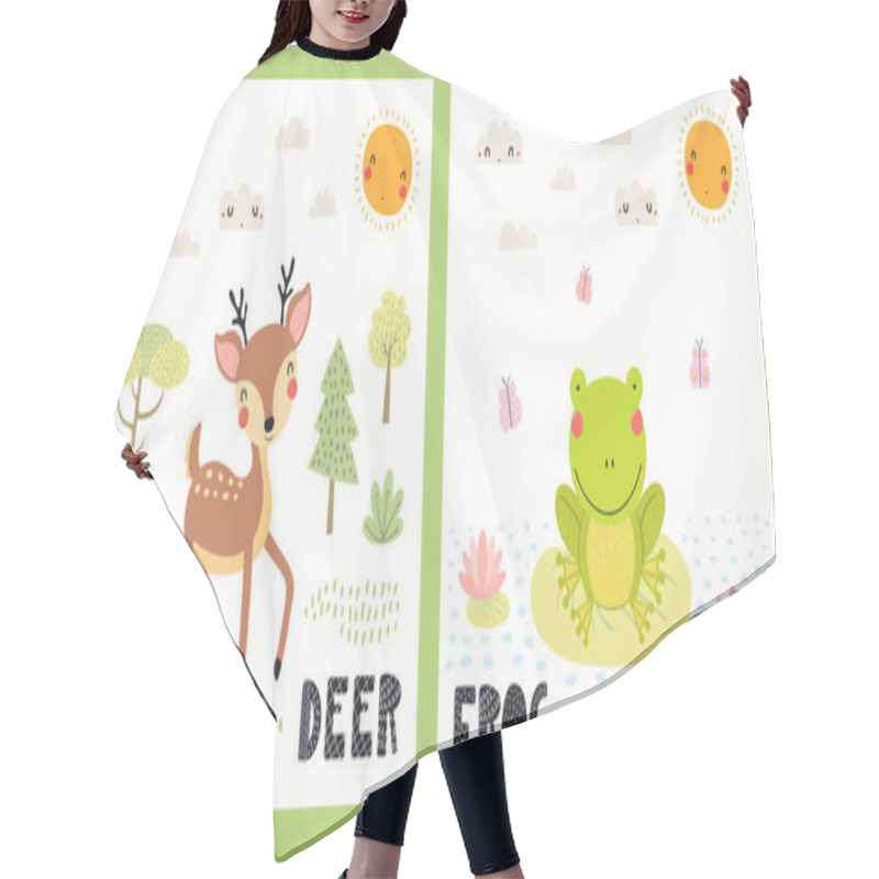 Personality  Cute Funny Woodland Animals Posters, Cards Set Hair Cutting Cape