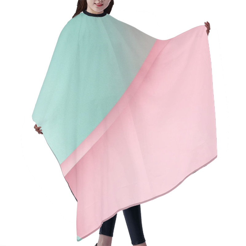 Personality  Close-up View Of Beautiful Creative Abstract Pink And Turquoise Paper Background  Hair Cutting Cape