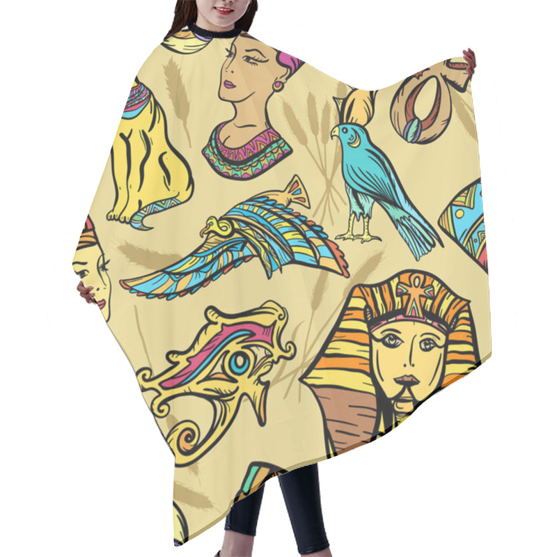 Personality  Ancient Egypt Seamless Pattern, Old School Tattoo Hair Cutting Cape