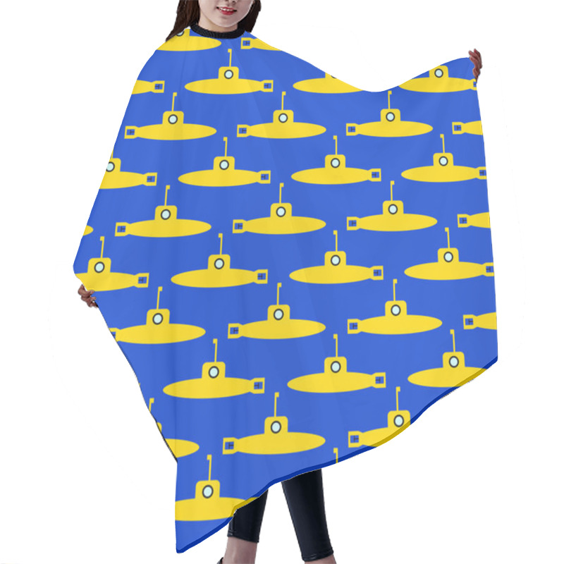 Personality  Seamless Pattern With Yellow Submarine Hair Cutting Cape