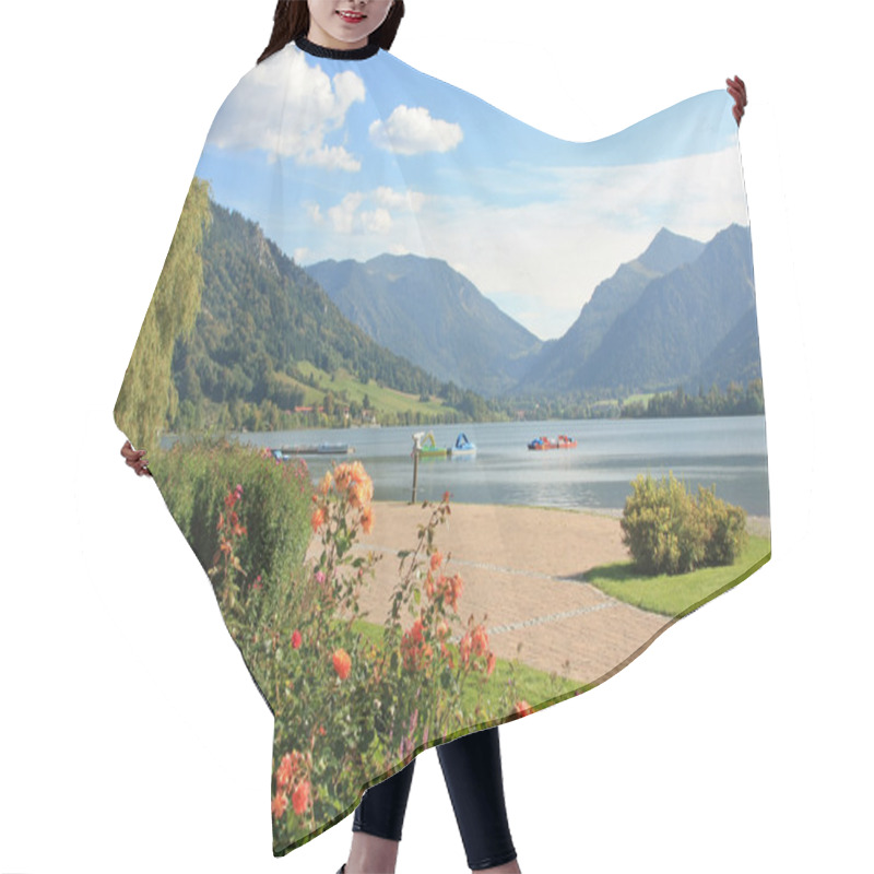 Personality  Picturesque Lakeside Promenade With Flowerbed, Schliersee, Germa Hair Cutting Cape