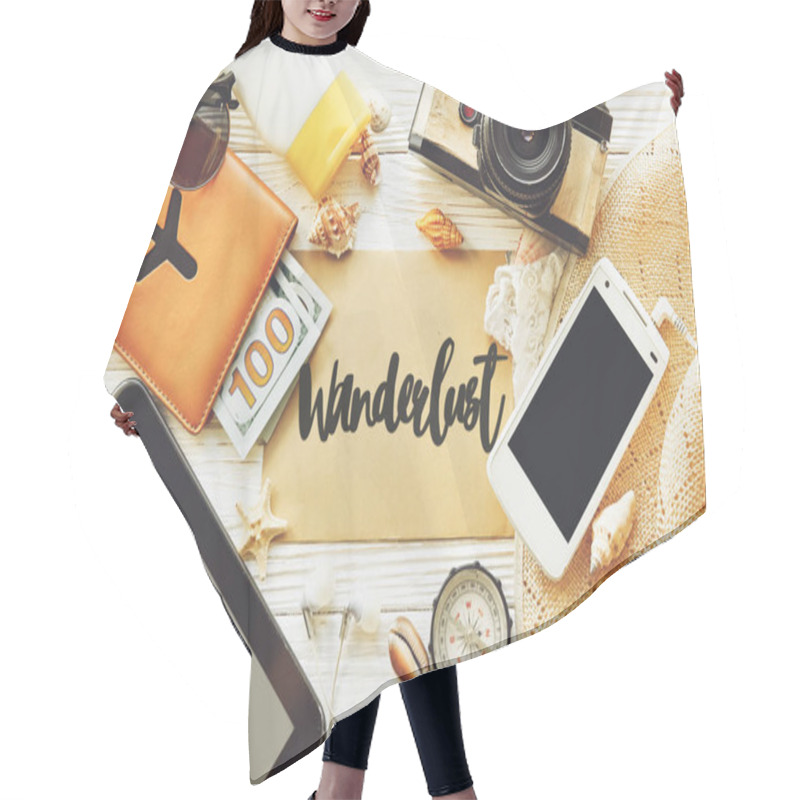 Personality  Wanderlust Text On Card  Hair Cutting Cape