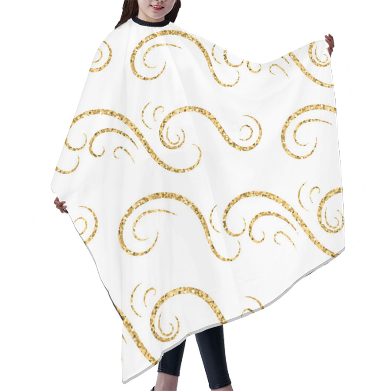 Personality  Gold Wave Seamless Pattern Draw Hair Cutting Cape