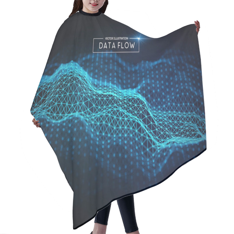 Personality  Computer Data Flow Background. Vector EPS 10. Big Data Network Technology Wave. Hair Cutting Cape