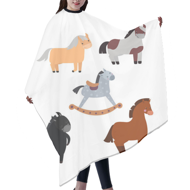 Personality  Cartoon Horse Vector Illustration. Hair Cutting Cape