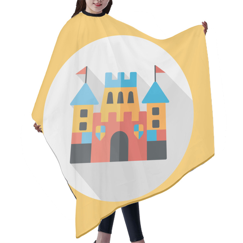 Personality  Castle Flat Icon With Long Shadow,eps10 Hair Cutting Cape