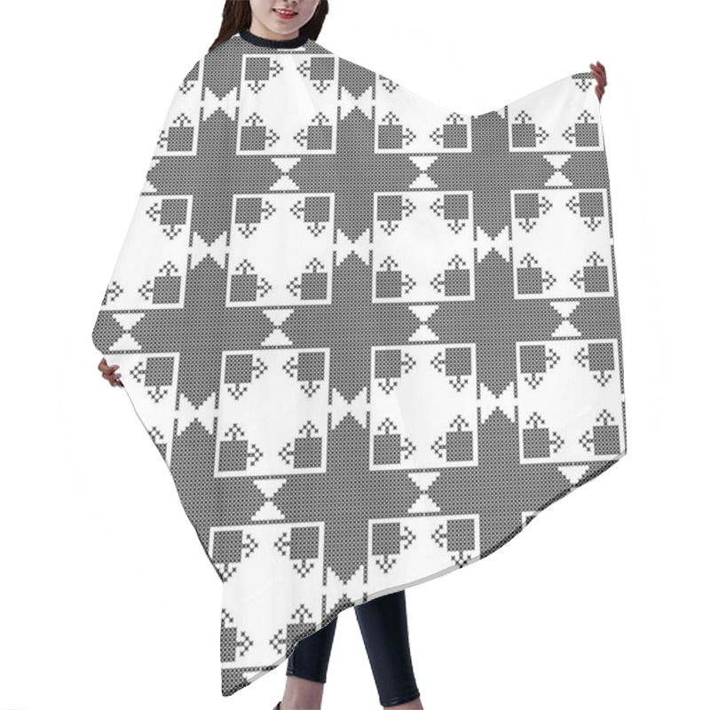 Personality  Black And White Background. Symmetrical Repetition. Hair Cutting Cape