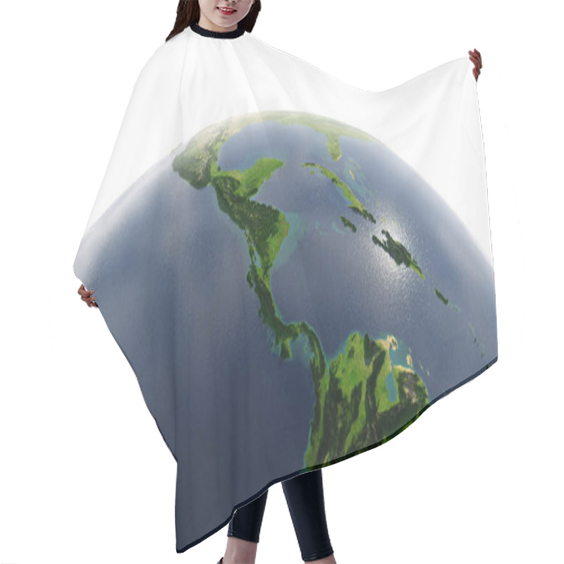 Personality  Detailed Earth On White Background. The Countries Of Central Ame Hair Cutting Cape