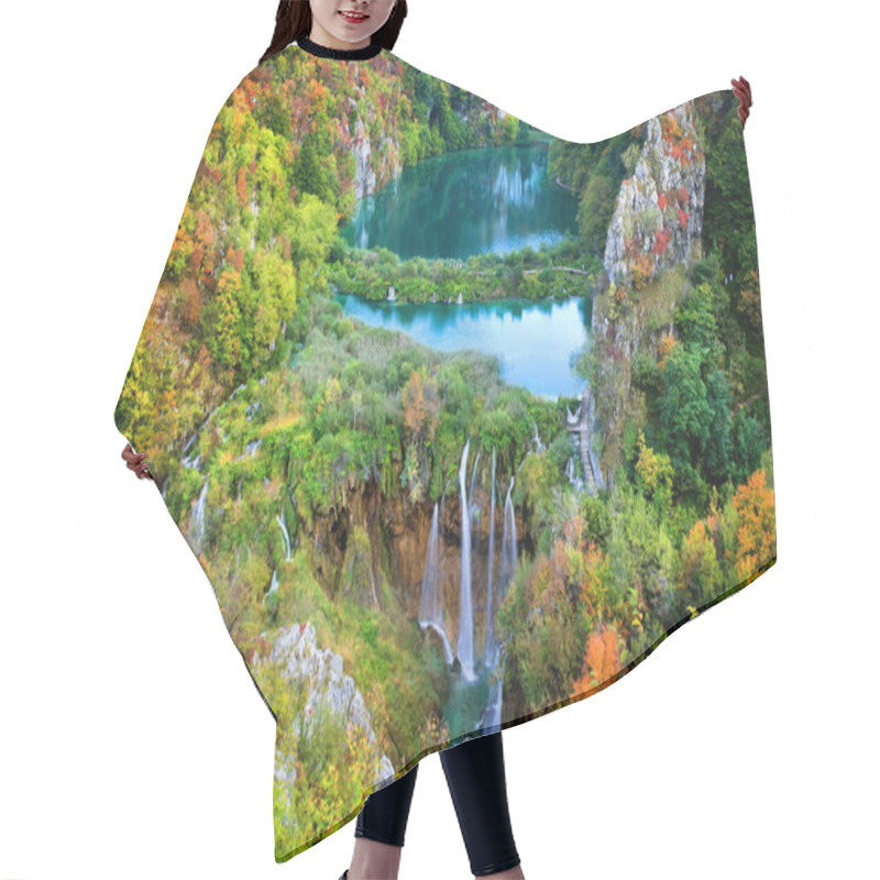 Personality  Scenic Fall Valley Landscape In The Mountains Of Plitvice Lakes National Park, Croatia Hair Cutting Cape