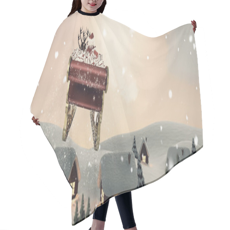 Personality  Santa Claus Flying In Sleigh Hair Cutting Cape