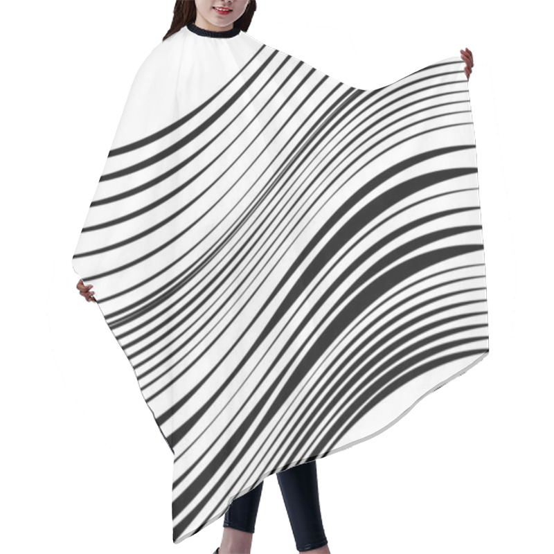 Personality  Abstract Wavy, Waving, Billowy And Undulating Lines, Stripes. Squiggly, Squiggle Lines With Twist Effect. Abstract Black And White, Monochrome, Grayscale Pattern, Background, Backdrop And Texture Hair Cutting Cape