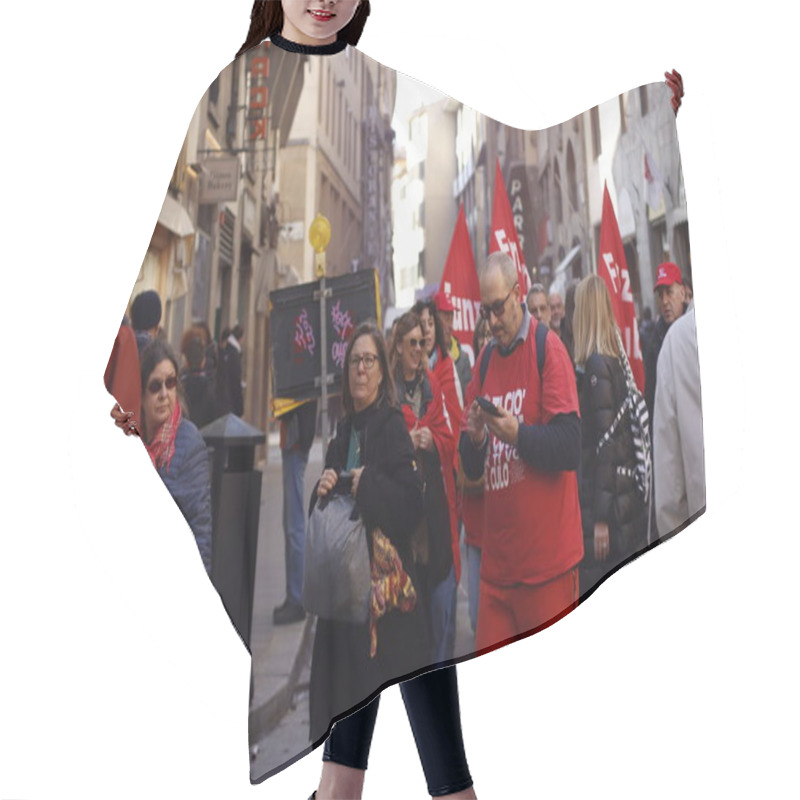 Personality  Demonstration For Social Rights In A Street Of Italy Hair Cutting Cape