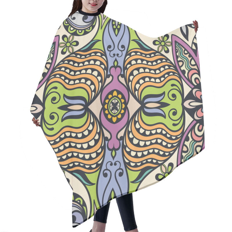 Personality  Vector Floral Geometric Seamless Pattern, Ethnic Ornament Hair Cutting Cape