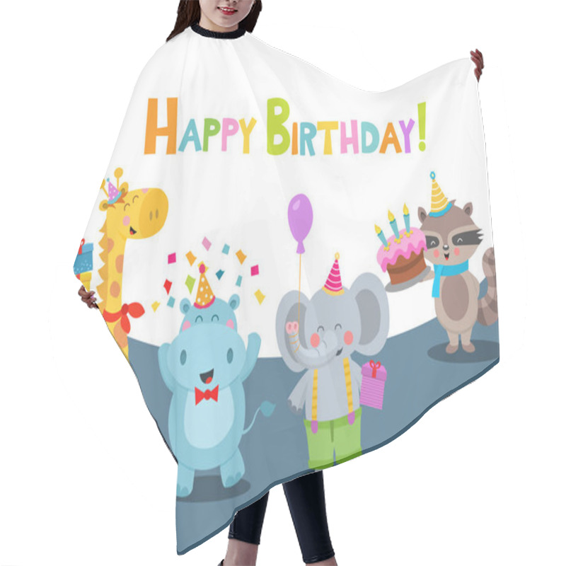 Personality  Cute Birthday Card With Animals Hair Cutting Cape