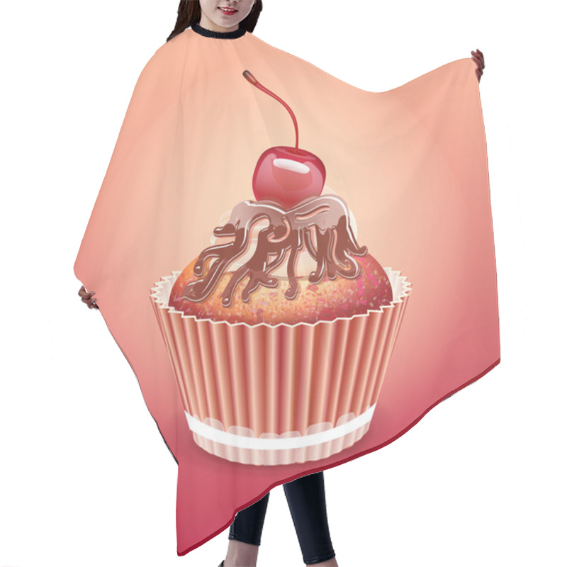 Personality  Yummy Cherry Cake. Vector Hair Cutting Cape