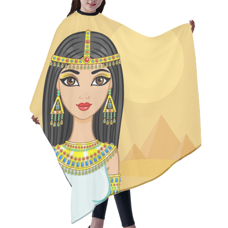 Personality  Egyptian Princess In The Desert With Ancient Pyramids. Hair Cutting Cape