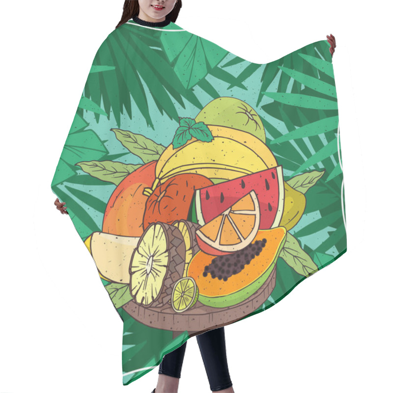 Personality  Big Pile Of Different Tropical Fruits Hair Cutting Cape