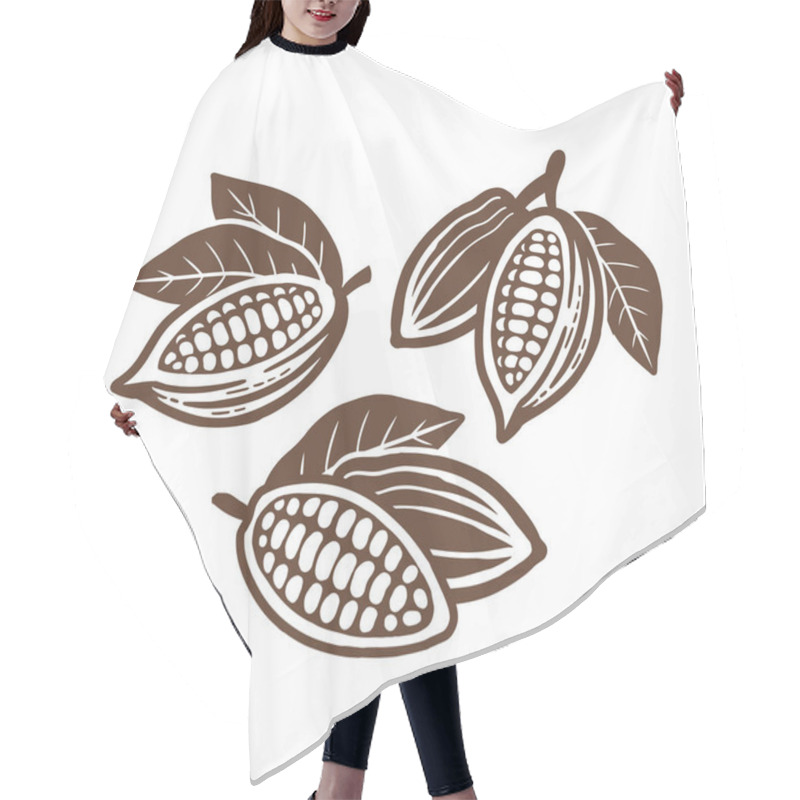 Personality  Cocoa Beans Icon. Set Of Vector Drawings Hair Cutting Cape