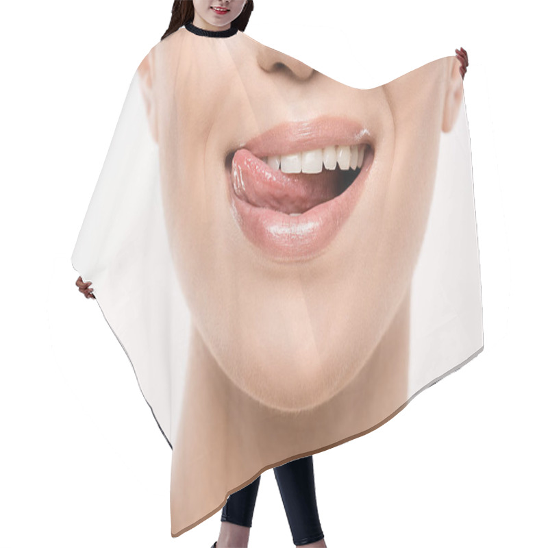 Personality  Woman Licking Lips Hair Cutting Cape