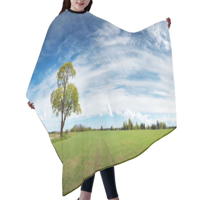 Personality  Lonely Tree In Spring On Pature Field Hair Cutting Cape