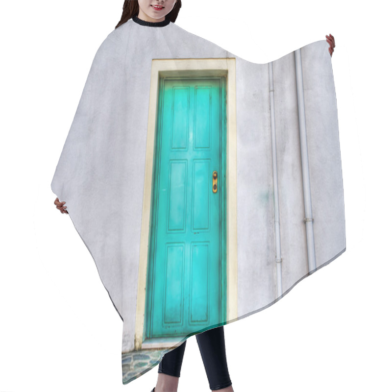 Personality  Turquoise Door In A Grey Wall Hair Cutting Cape