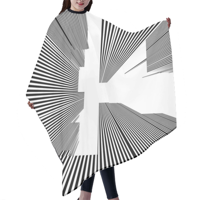 Personality  Abstract Urban City Of Skyscrapers Stripes Vector Hair Cutting Cape