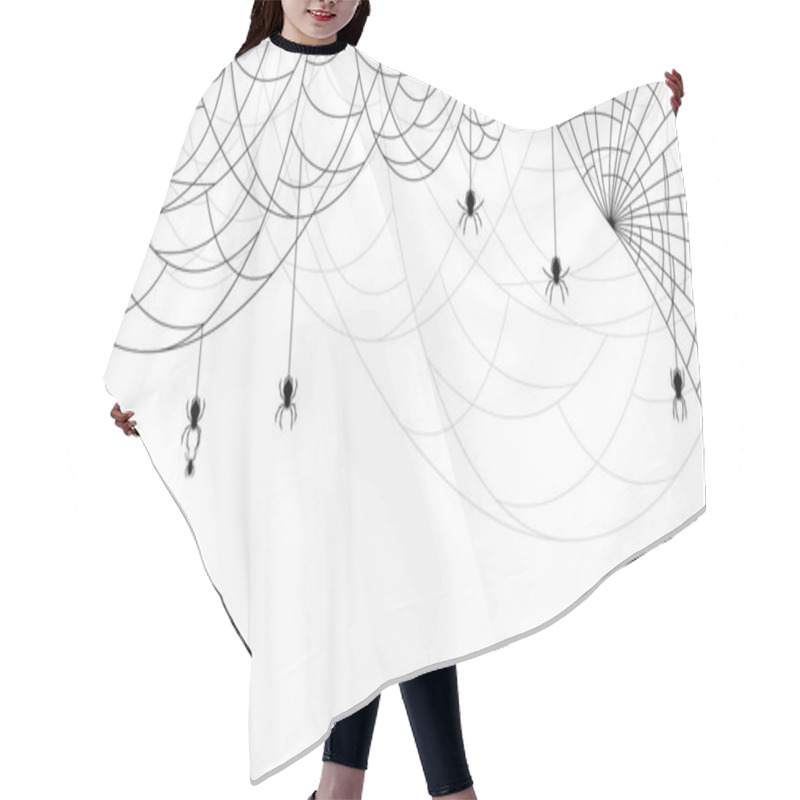 Personality  Spiders On Web With White Background. Halloween Background Design Element. Spooky, Scary Horror Decoration Vector Hair Cutting Cape