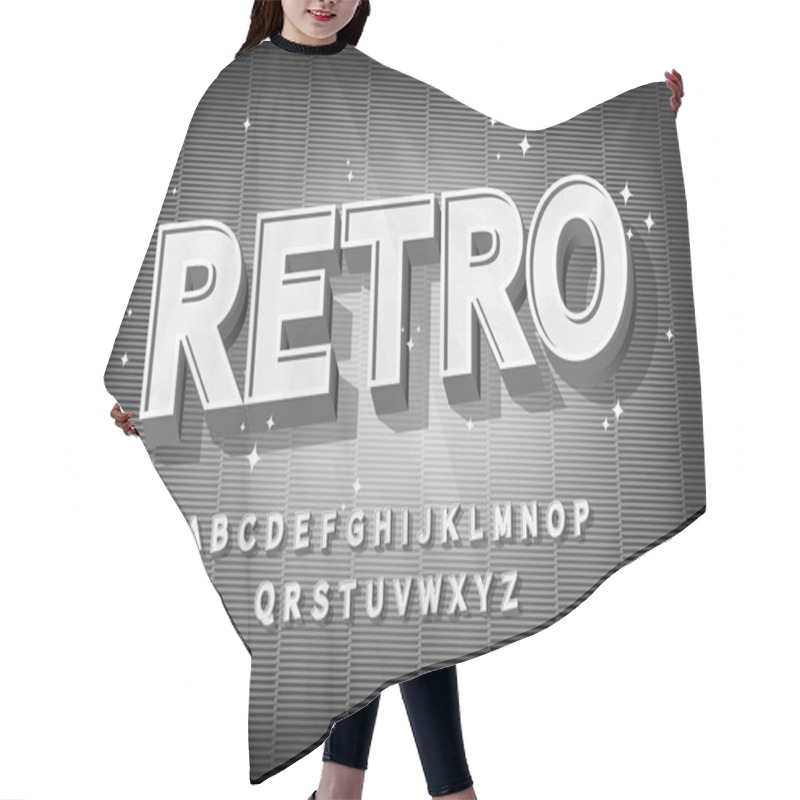 Personality  Retro Font Effect. Old Cinema Styled Alphabet On Textured Background With Letters Hair Cutting Cape