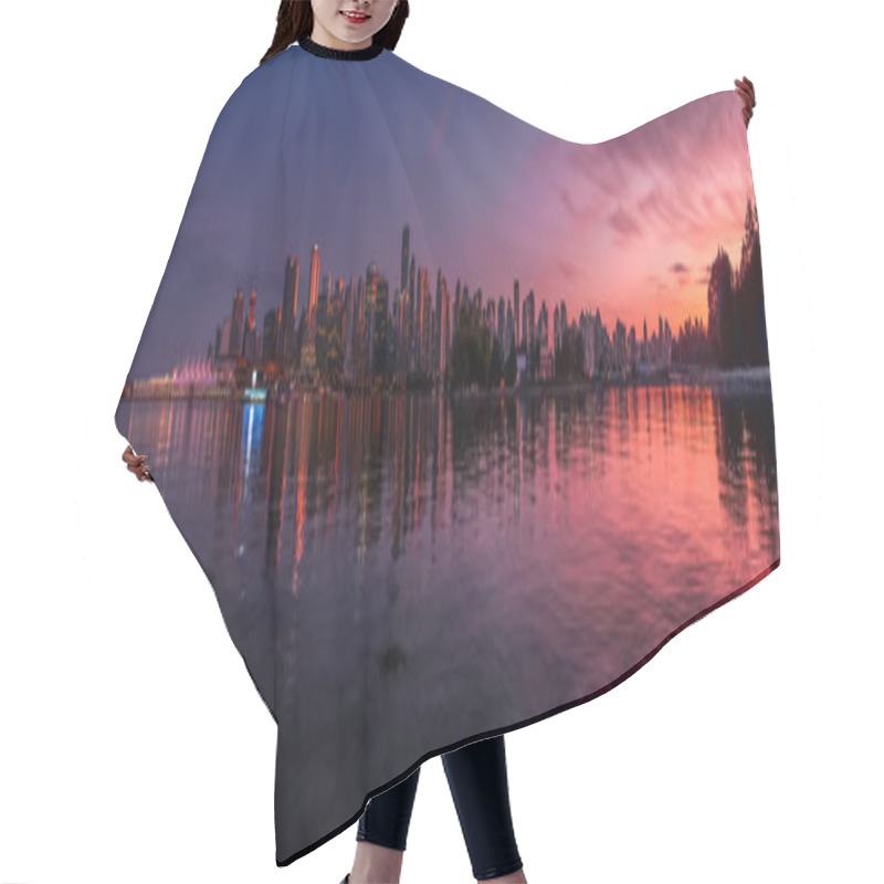 Personality  Beautiful Vancouver Skyline And Harbor With Idyllic Sunset Glow, British Columbia, Canada Hair Cutting Cape