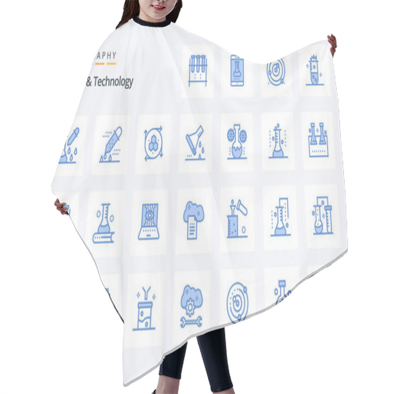 Personality  25 Science And Technology Blue Icon Pack Hair Cutting Cape