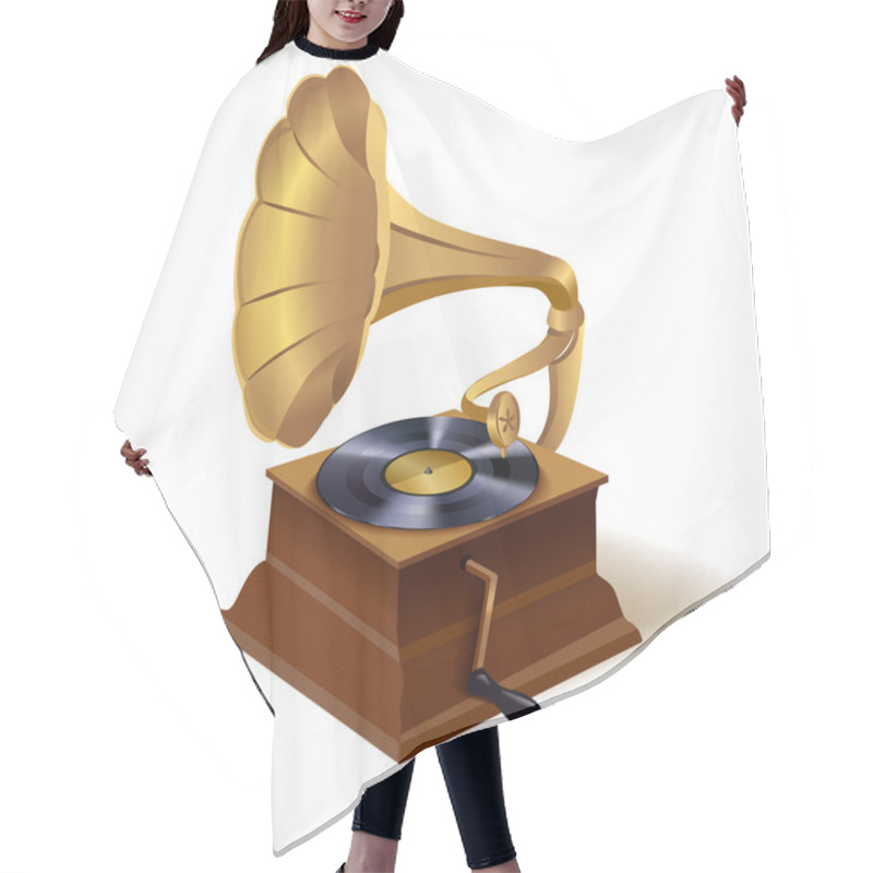 Personality  Gramophone Print Template Hair Cutting Cape