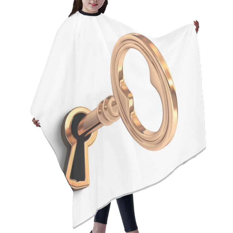 Personality  Golden Key In Keyhole Hair Cutting Cape