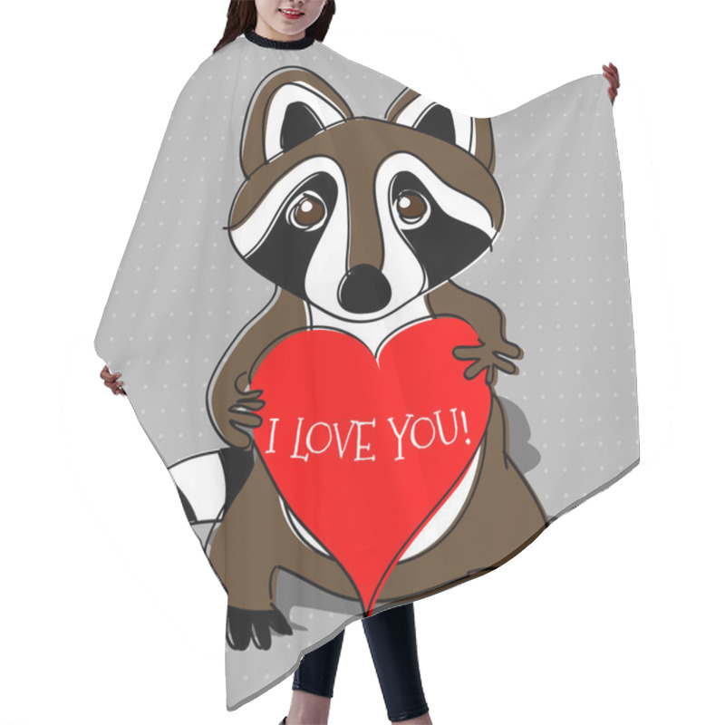 Personality  Raccoon In Love. Vector Illustration. Hair Cutting Cape