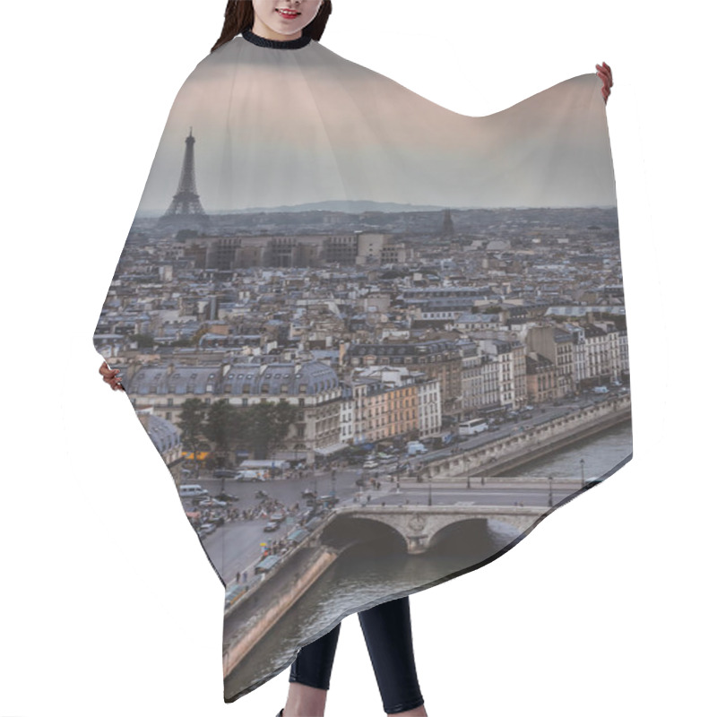 Personality  Panoramic View On Paris And Seine From Notre Dame Cathedral Hair Cutting Cape