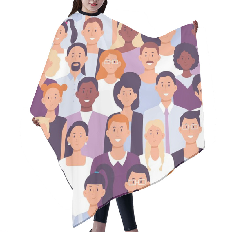 Personality  Business People Crowd Pattern. Office Employees, Workers Team Portrait And Colleagues Standing Together Seamless Vector Illustration Hair Cutting Cape