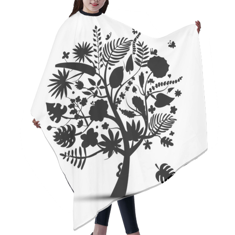 Personality  Tropical Tree Concept, Sketch For Your Design Hair Cutting Cape