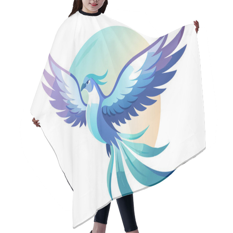 Personality  Stylized Flying Bird Illustration Highlighting Freedom And Grace Hair Cutting Cape