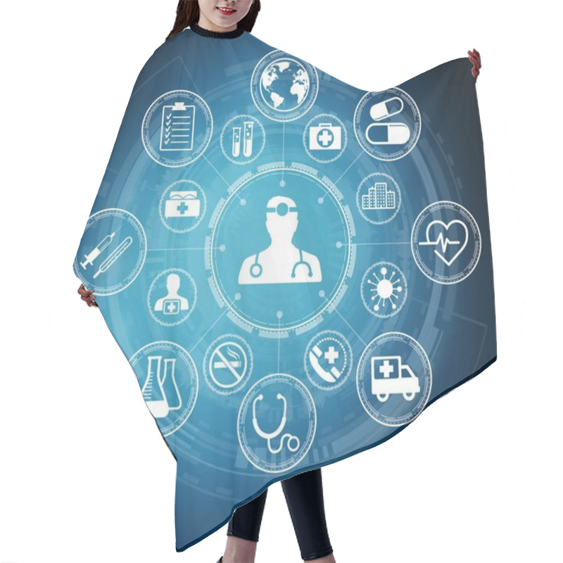 Personality  Modern Medical Interface With Icons 3D Rendering Hair Cutting Cape