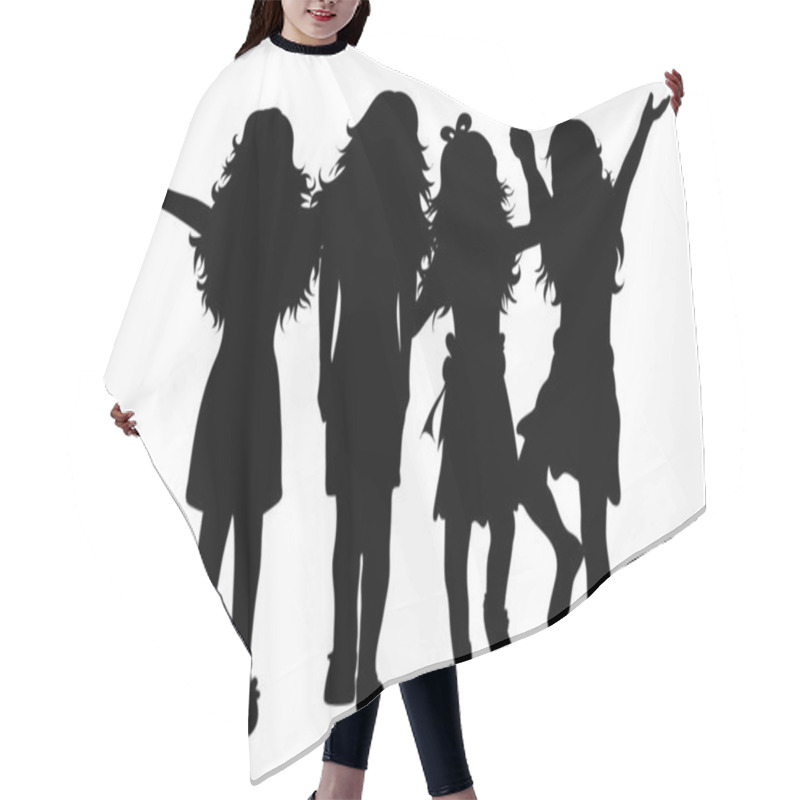 Personality  Vector Silhouette Of Childrens Friends On White Background. Symbol Of Child, Girl,siblings,sister,free, Funny Hair Cutting Cape