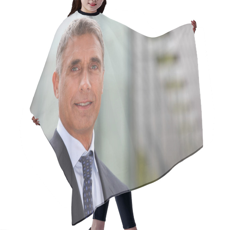 Personality  Business Executive Stood Outdoors Hair Cutting Cape