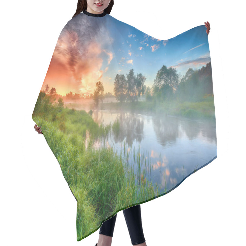 Personality  Beautiful Summer Sunrise Over River Banks Hair Cutting Cape