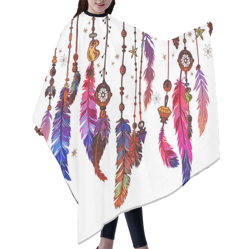 Personality  Background Border With Feathers And Crystals Hair Cutting Cape