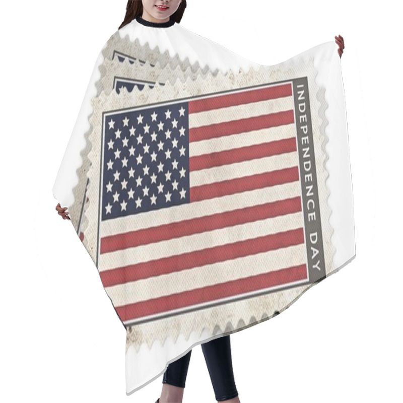 Personality  United States Of American  Flag On Stamp Independence Day Is Ove Hair Cutting Cape