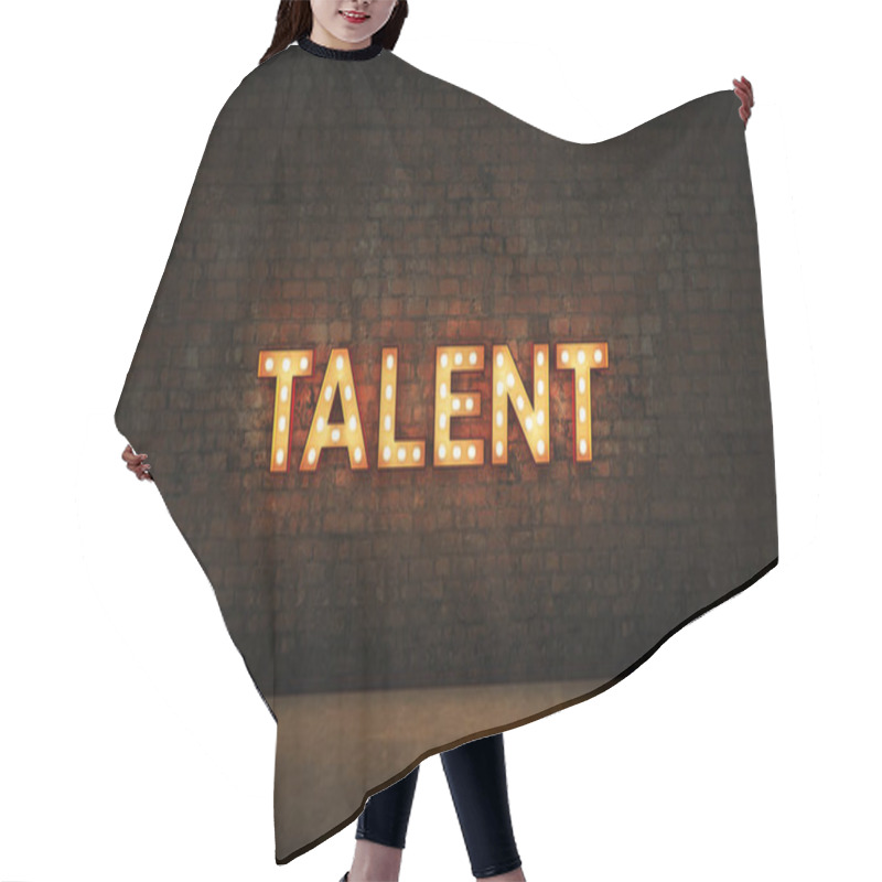 Personality  Neon Sign On Brick Wall Background - Talent. 3d Rendering Hair Cutting Cape