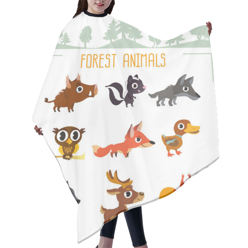 Personality  Forest Animals Isolated On White Background Hair Cutting Cape