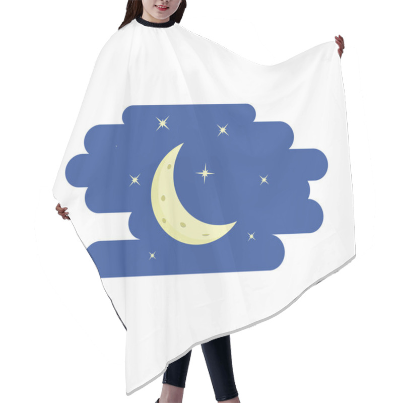 Personality  Night Sky, Crescent And Stars Icon, Cartoon Style Hair Cutting Cape