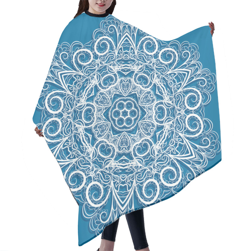 Personality  White Snowflake On Blue Hair Cutting Cape